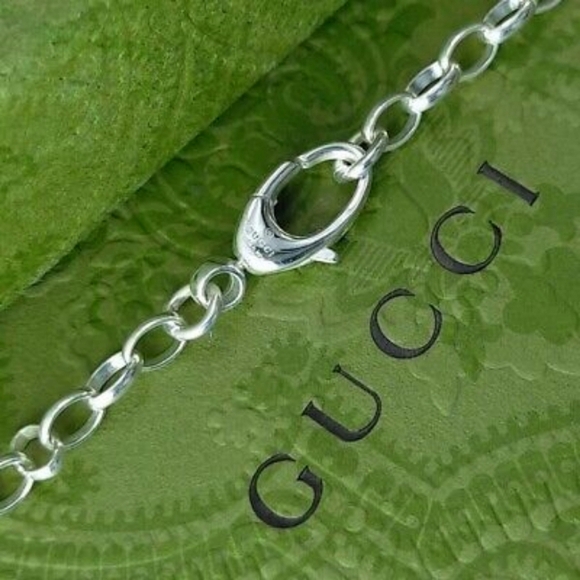 🔥GUCCI Necklace Interlocking Doppia G Pendant Sterling Silver Authentic Unisex - Picture 4 of 6